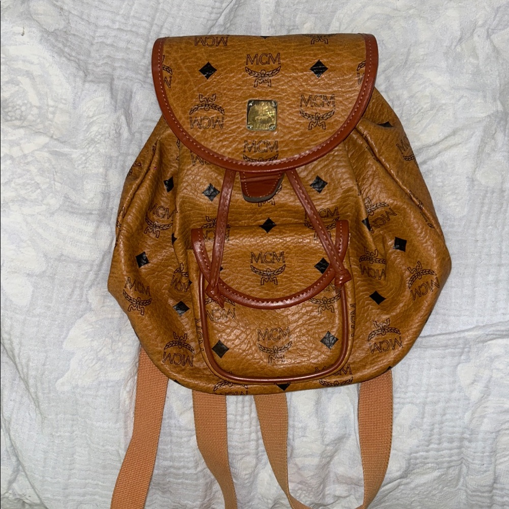 Mcm Tan Logo Pattern Backpack - image 2